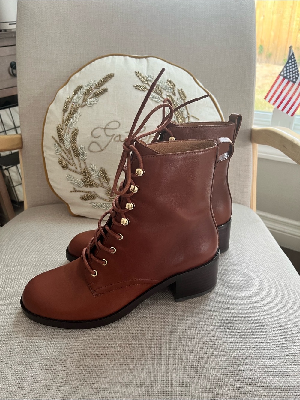 Madewell Chestnut Brown Lace-Up Leather Ankle Boots